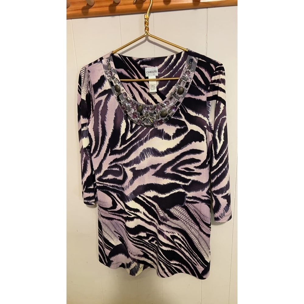 Chico's‎ Beaded Animal Print Top